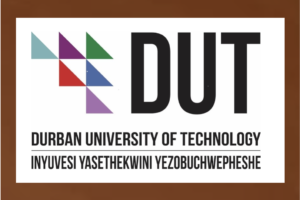 Durban University of Technology (DUT) logo with varying coloured triangles