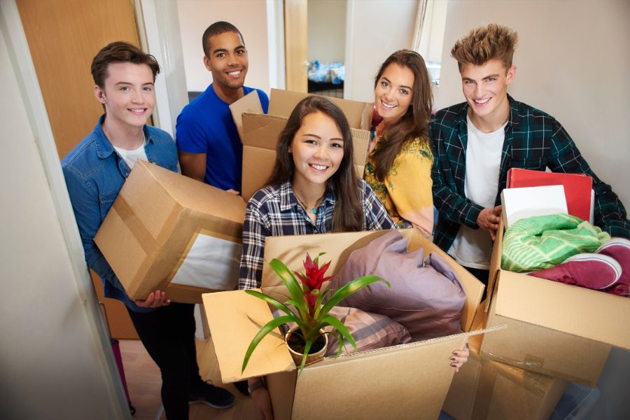 students ready to move into student accommodation