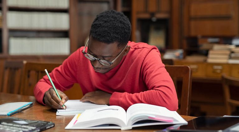 matric student in a library