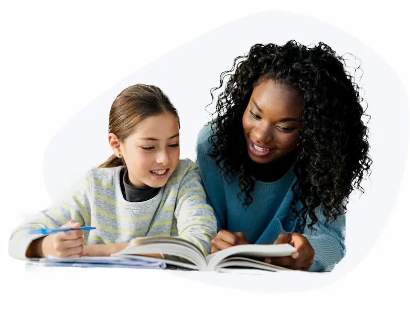 millennial woman tutoring teenage girl copy