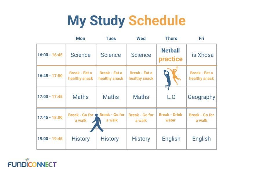 study schedule for matric exams
