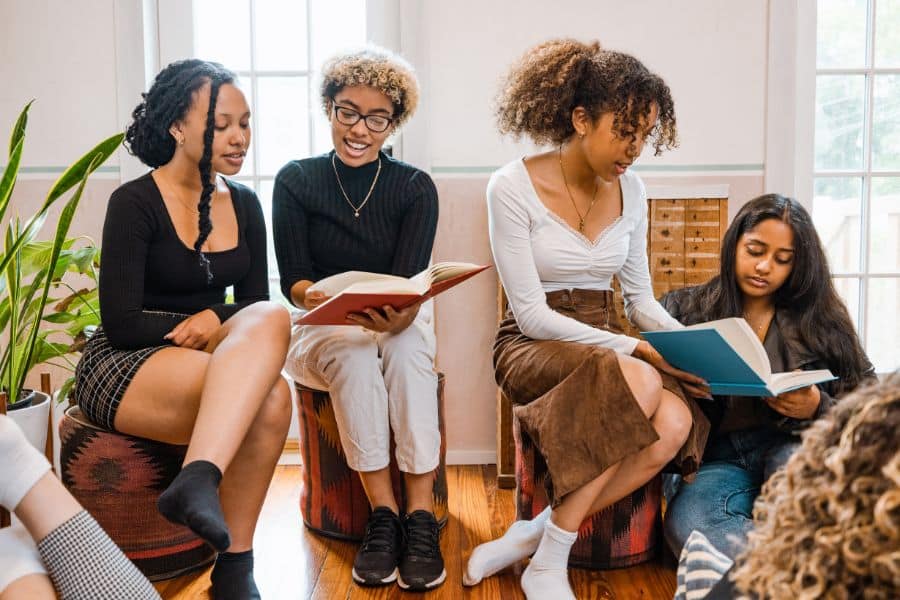 students making friends at study group