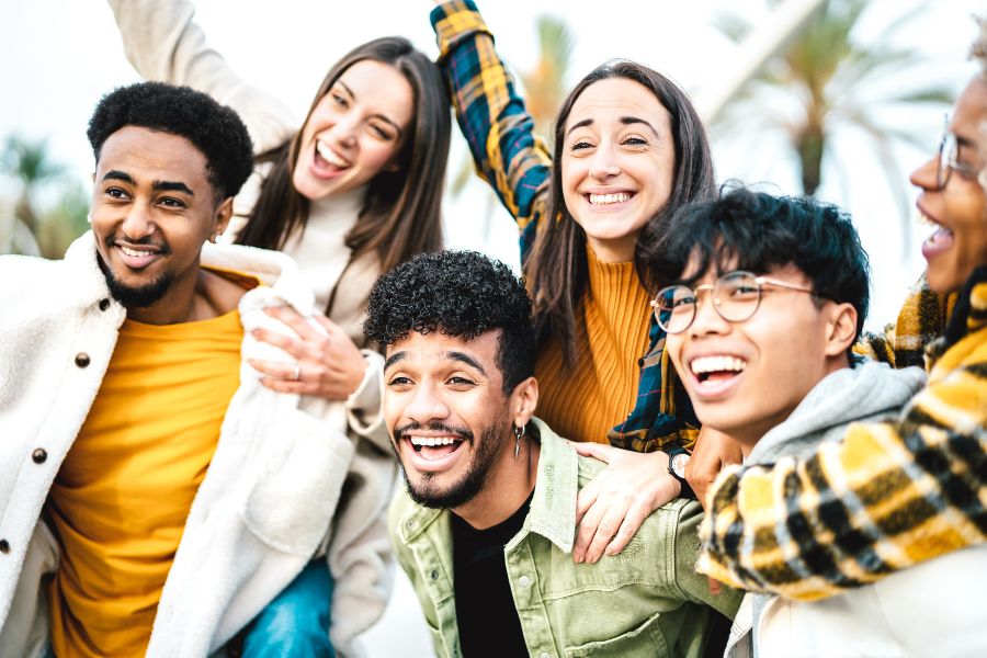 students spending time together at university campus