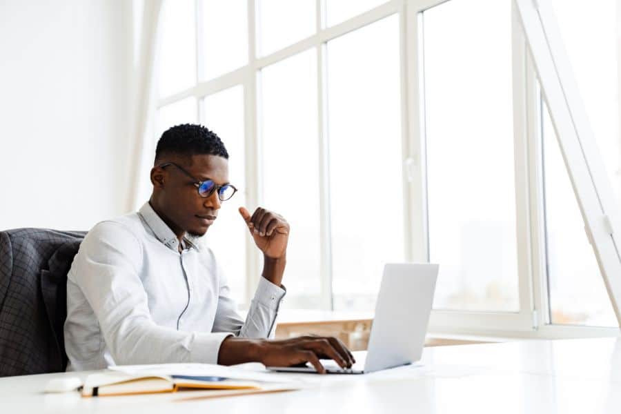 male student studying after receiving accounting bursaries